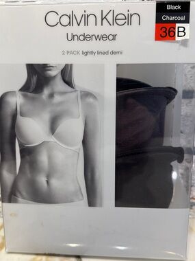 Calvin Klein Two-Pack Lightly Lined Demi Bras in Black and Charcoal